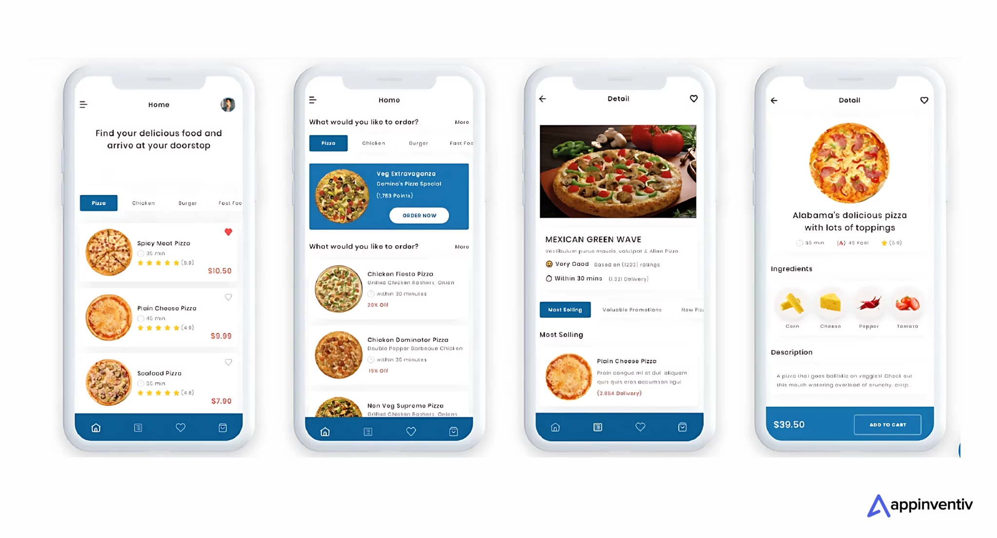 Domino's Pizza Delivery app screens