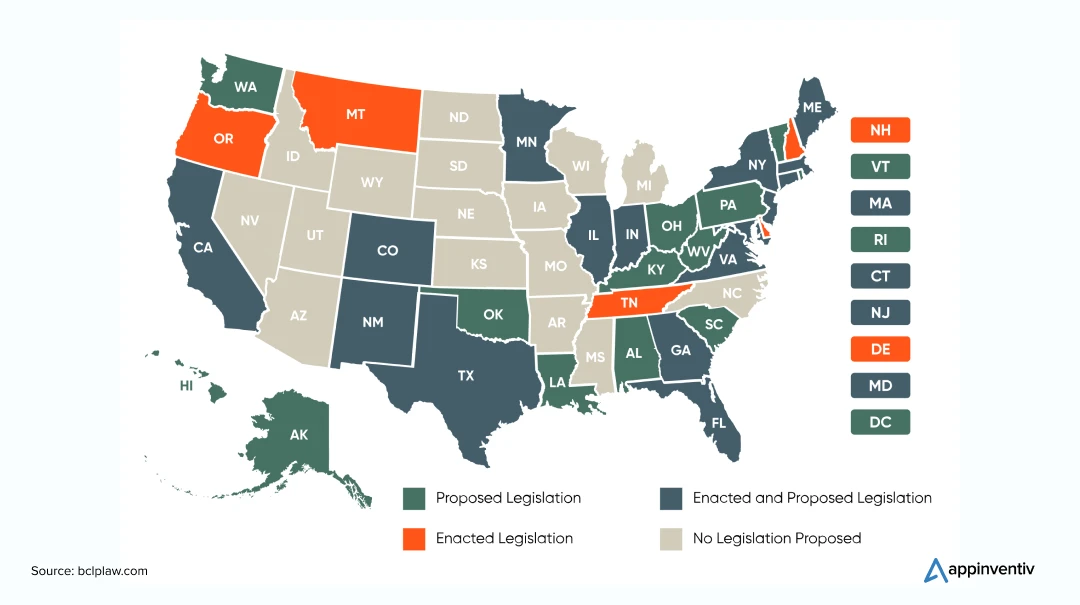 state-by-state AI legislation information